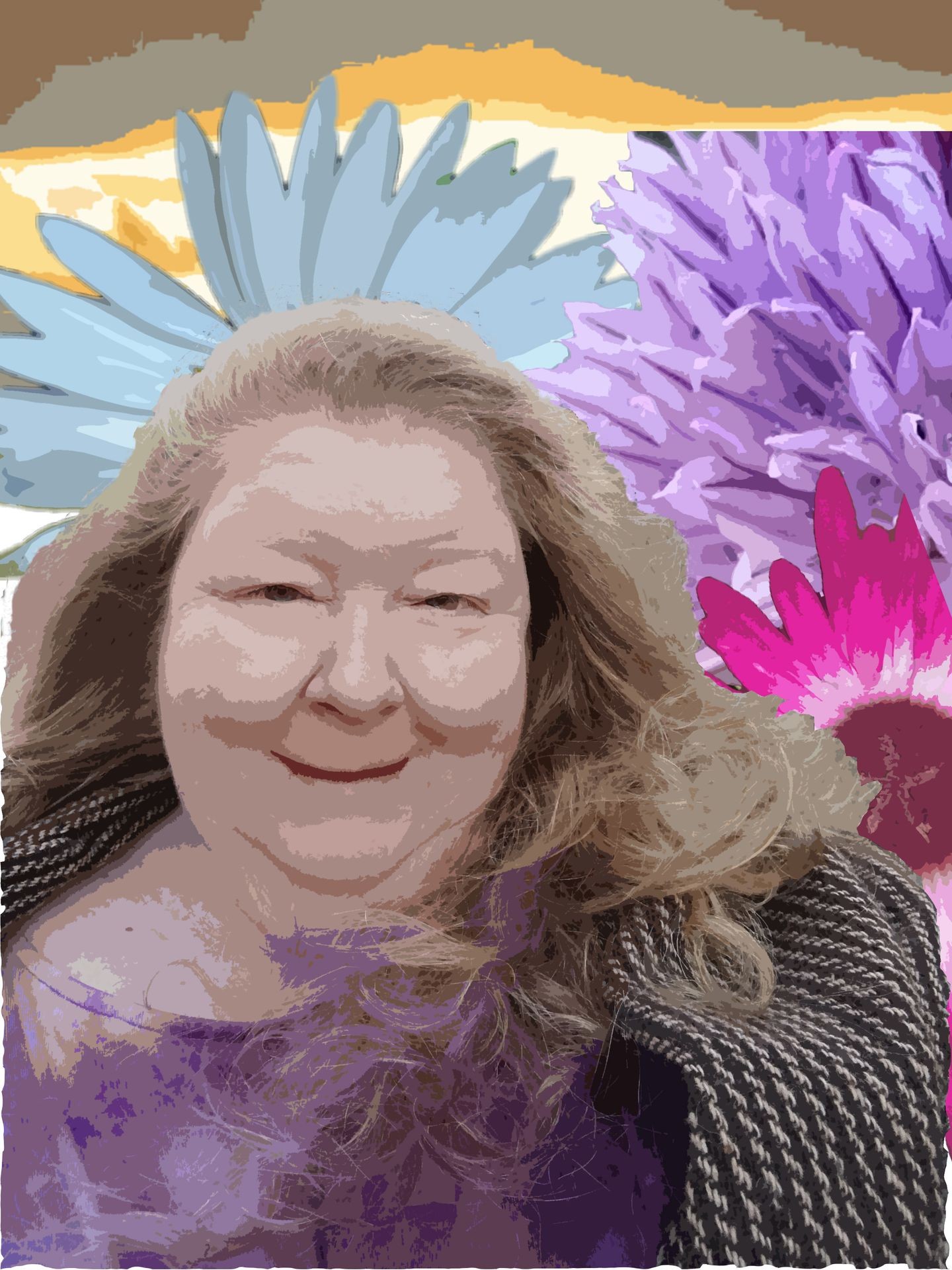 Photograph of a woman with artist overlay